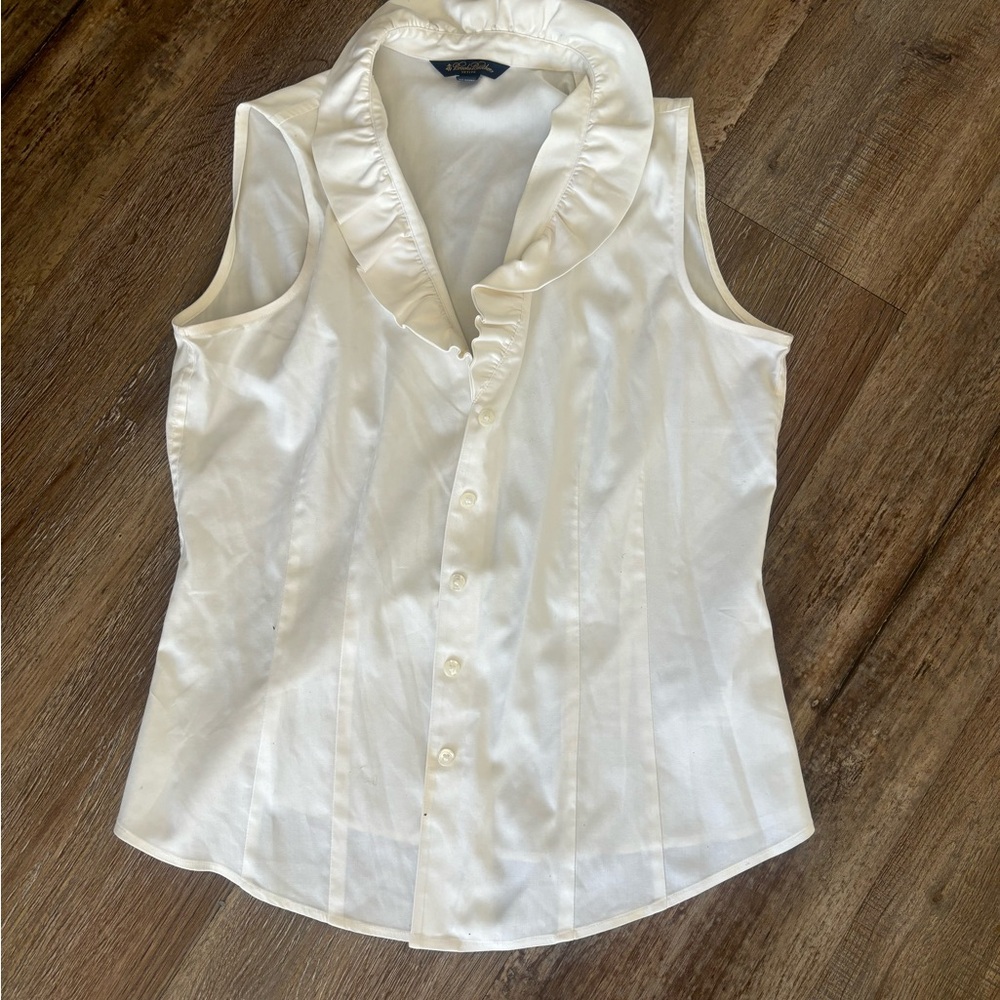 346 Brooks Brothers Women's White Sleeveless Blouse